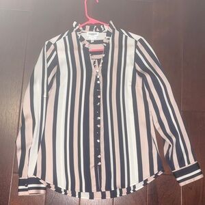 Express Navy and Cream Striped Blouse